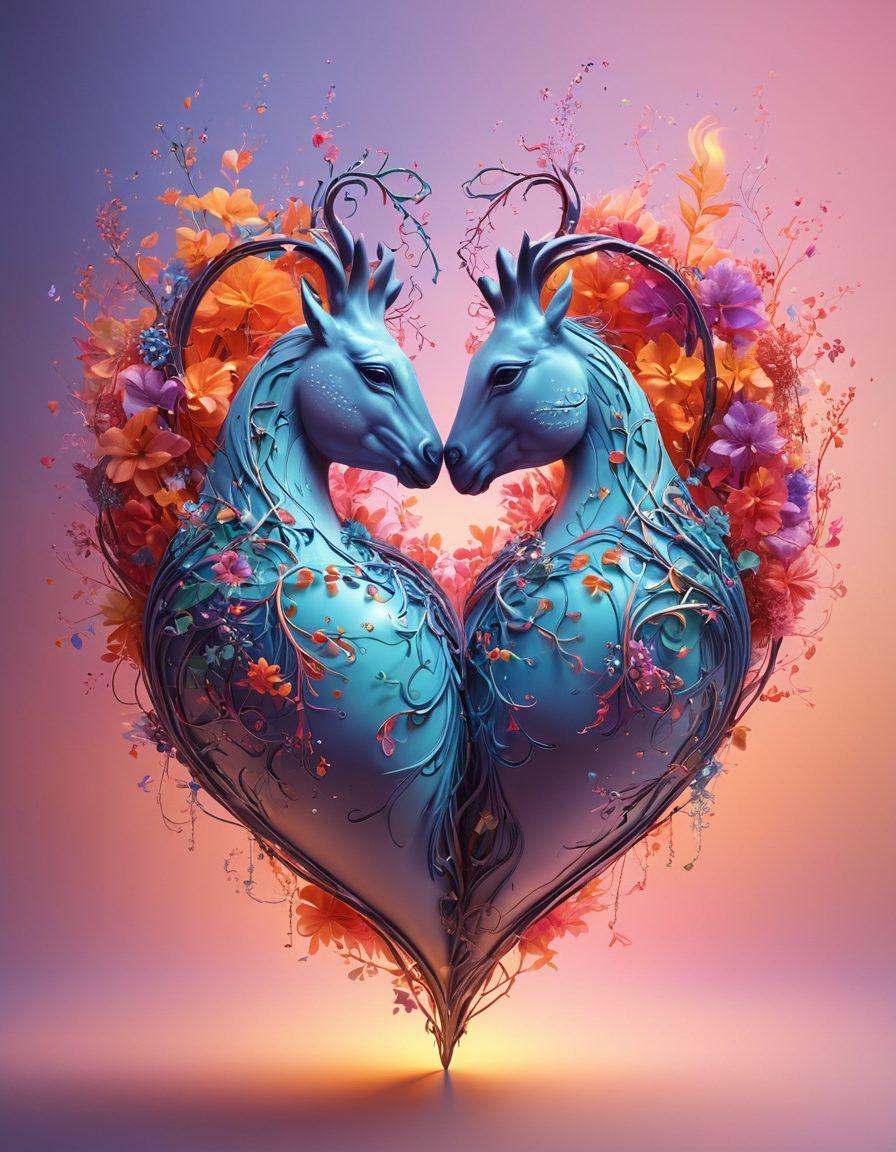 A dynamic heart intertwined with vibrant vines, symbolizing growth and passion, surrounded by effervescent flames representing zeal. In the background, soft pastel colors blend harmoniously to evoke deep emotions of love and connection. Ethereal sparkles float around, enhancing the sense of warmth and devotion. super-realistic. vibrant colors. soft focus.